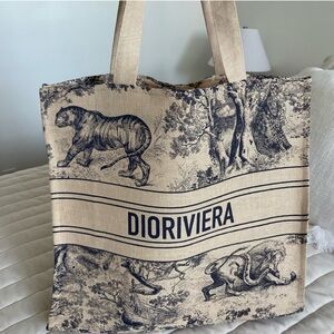 Riviera Artistic Beige and Black Tote